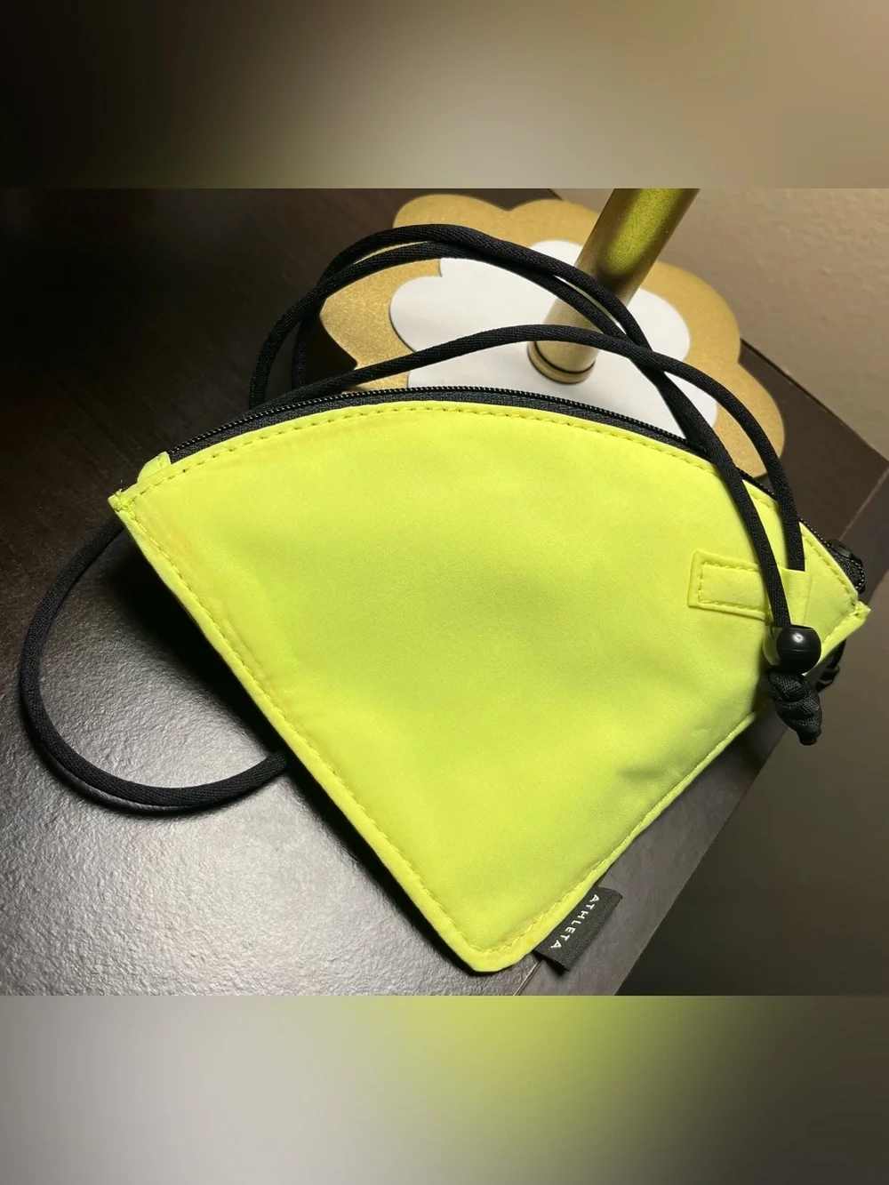 Athleta Neon Lime Triangle Face mask pouch , like new